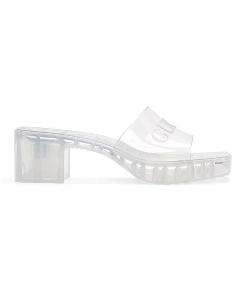 gucci transparent rubber slide heeled sandals